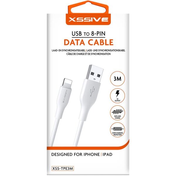 Xssive 2.4A iPhone Datenkabel 2.4A USB zu iPhone Schnell-Ladekabel Lade- und Synchronisationskabel weiß