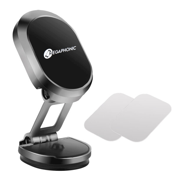 MEGAPHONIC Magnetische Handyhalterung Auto mit Saugnapf – 360° Verstellbare KFZ Handyhalterung fürs Armaturenbrett & Windschutzscheibe, Starker Magnet Handy Halter Kompatibel mit iPhone/Samsung/Huawei/Smartphones – Schwarz
