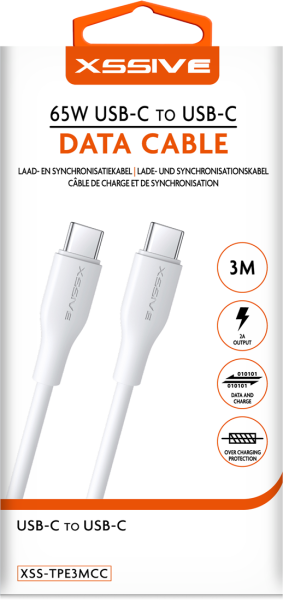 Xssive TPE Serie 65W Type-C to Type-C Cable 3m - White