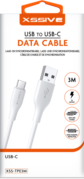 Xssive TPE Serie USB to Type-C Cable 3m XSS-TPE3M USB-C - White