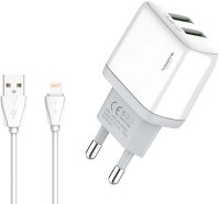 Xssive Duo USB Charger+Cable for iPhone 2.1A XSS-AC54-IP - White