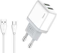 Xssive Duo USB Charger+Cable USB-C 2.1A XSS-AC54-C - White