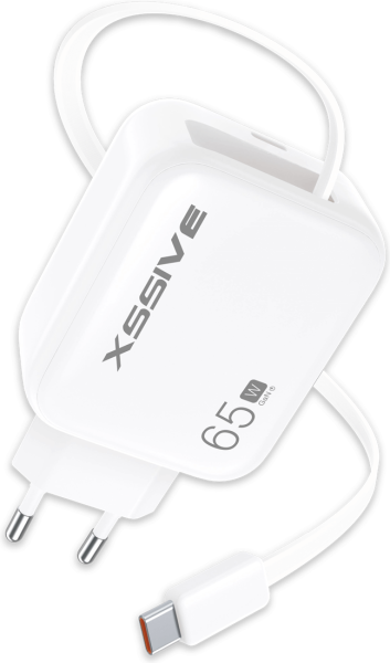 Xssive 65W PD Fast Charger with Retractable USB-Cable- XSS-AC80