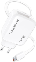 Xssive 65W PD Fast Charger with Retractable USB-Cable-...
