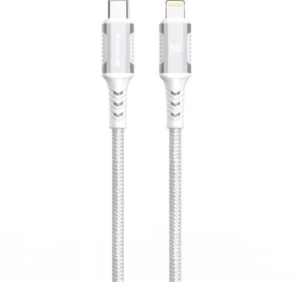 Xssive Braided USB-C to 8-Pin Cable 1m XSS-BR-CL-W-1M - White