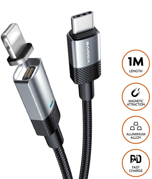 Xssive 30W Magnetic Cable for USB-C to 8-Pin XSS-MCS03 CL