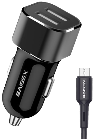 Dual USB Car Charger + USB Cable Micro